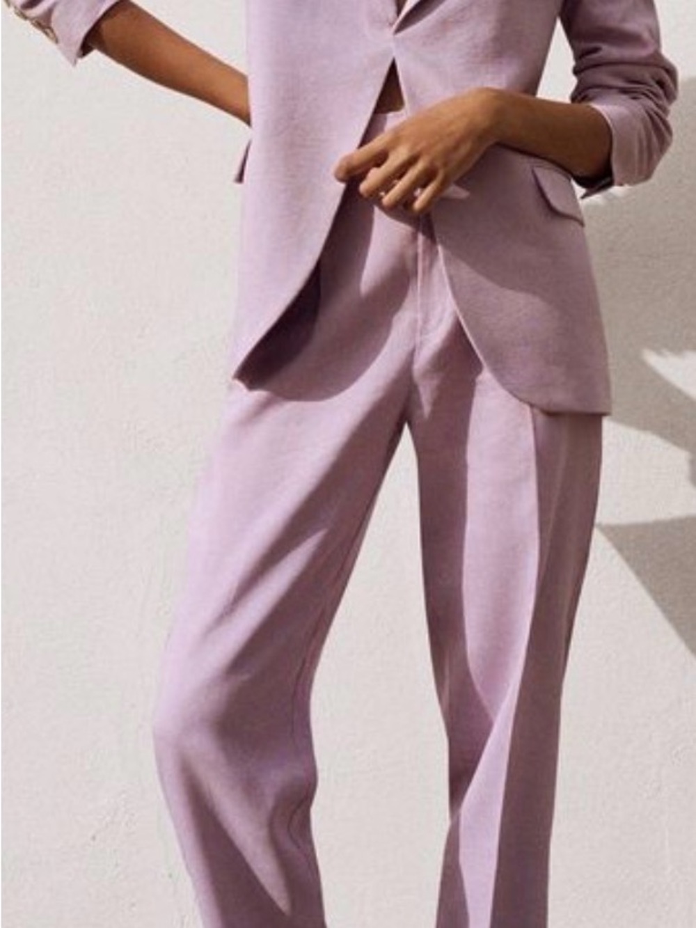 Mango Lilac Tailored Wide-Leg Pantsuit Trousers
